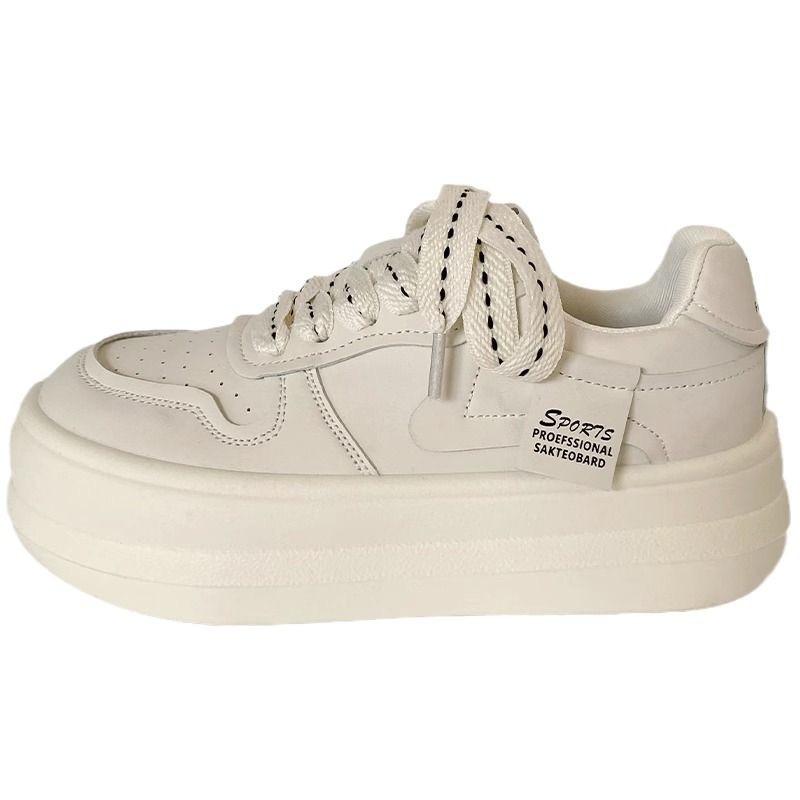 Ugly Cute Platform Big Head Shoes Women's Autumn New Leather Versatile Little White Shoes Student Casual Board Shoes