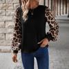 Dámské S Dlouhý Rukáv Kulatý Výstřih Patchwork s Leopardím Vzorem Tričko Ležérní