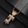 TEMU Hot Selling Fashion Versatile Crown Copper Set with Zircon, 26 English Letter Pendant Necklace, Unisex, Small Market