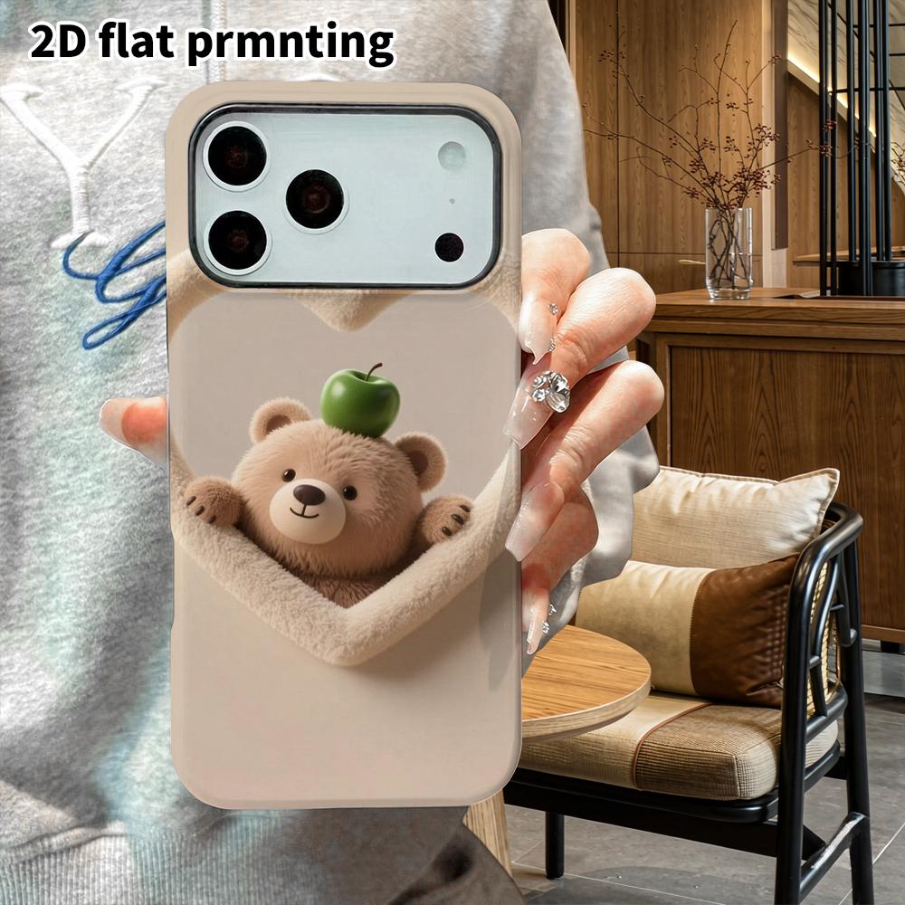 Phone Case: 2D Flat Design Suitable for iPhone 18, 17, 16, 15, 14, 13 Pro Film Protective Case, Couple Style, Heart Little Bear, Christmas and Hallowe