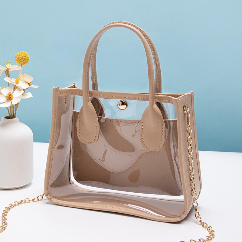 Veske Dame 2025 Ny Gjennomsiktig PVC med Lærkjede Crossbody Håndveske Casual Liten Veske