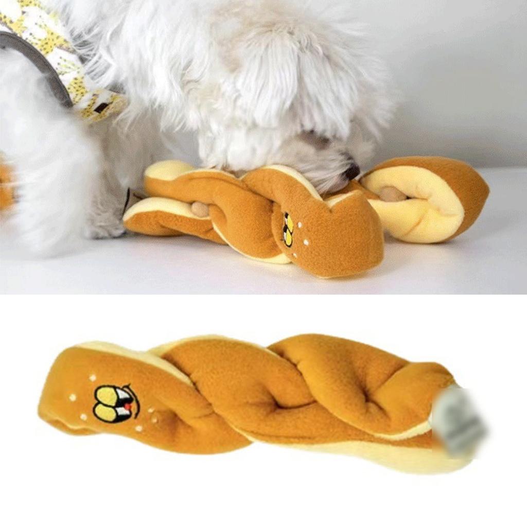 Dog Sound Bread Molar Toy Food Hiding Teeth Grinding Multifunctional Interactive Plush Pet Squeaky