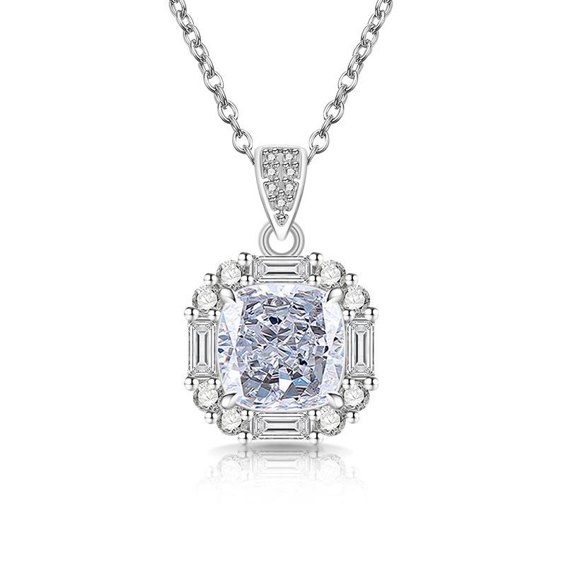 

2026 Colored Treasure Ice Flower Cut Sugar Cube Necklace Super Flash High Carbon Diamond Electroplated Real Gold Pendant 45CM