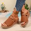 Plus Size Women’s European & American Outdoor Summer Wedge Sandals with Open Toe Strap