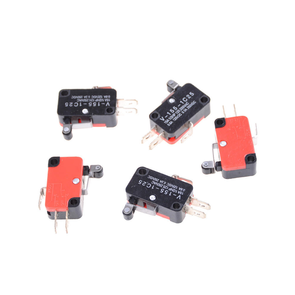 5 Piezas SPDT V-155-1C25 Palanca de Rodillo con Bisagra Corta Control de Límite Microinterruptor