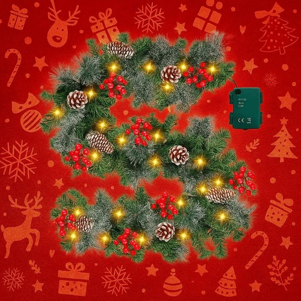 8 Modes LED Christmas Garland Waterproof Artificial Christmas Garland  Front Door Decor