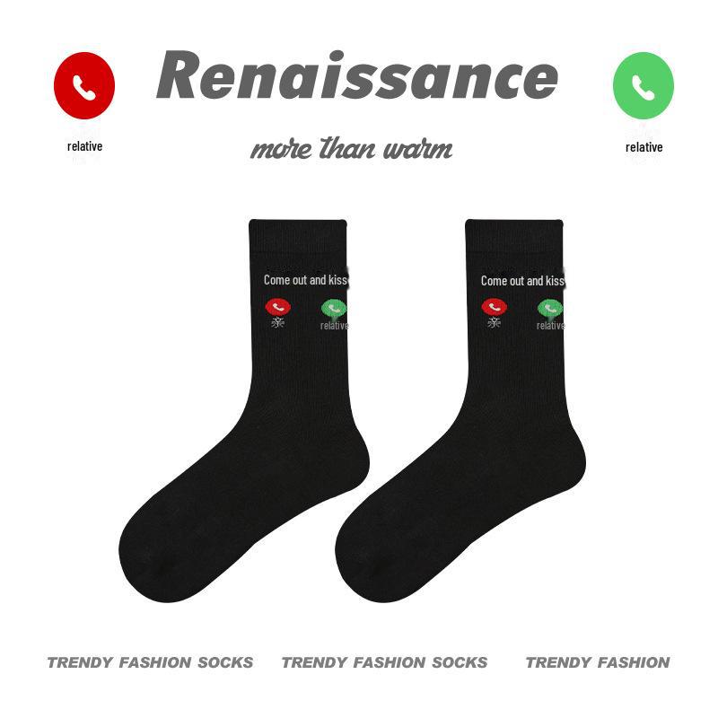 Renaissance Cartoon Funny Socks - Unisex Cotton Mid-Calf for Spring, Summer, Autumn