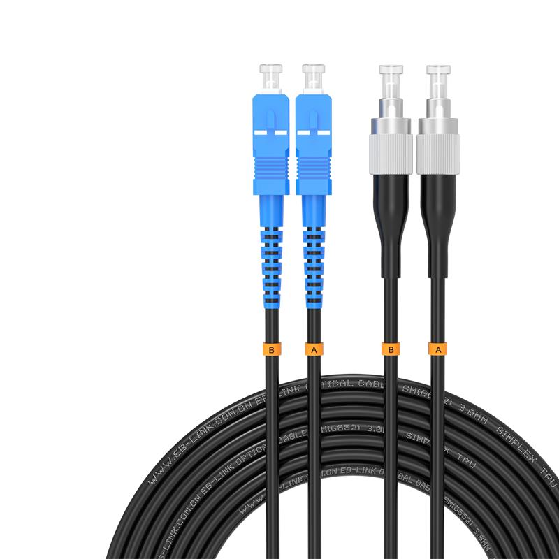 

EB-LINK TPU Outdoor Armored SC-FC Single Mode Duplex Fiber Optic Patch Cable 1m
