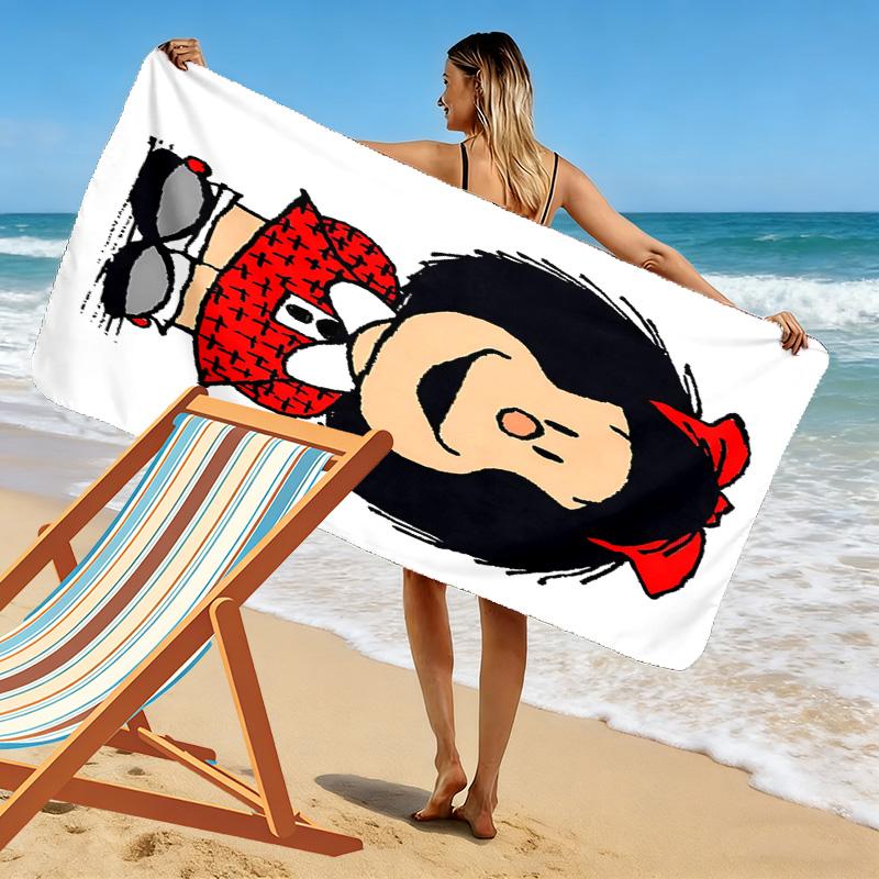 Mafalda Print Beach Towel, Large Soft Quick Dry Towel for Beach Camping Swimming