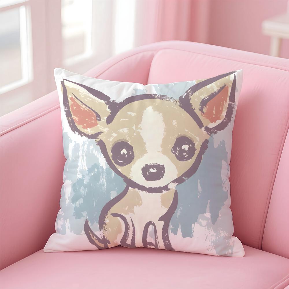 NICE CUTE Chihuahua dog Cushion Cover Pillow Case Soft Friendly Fabric  Concealed Zipper