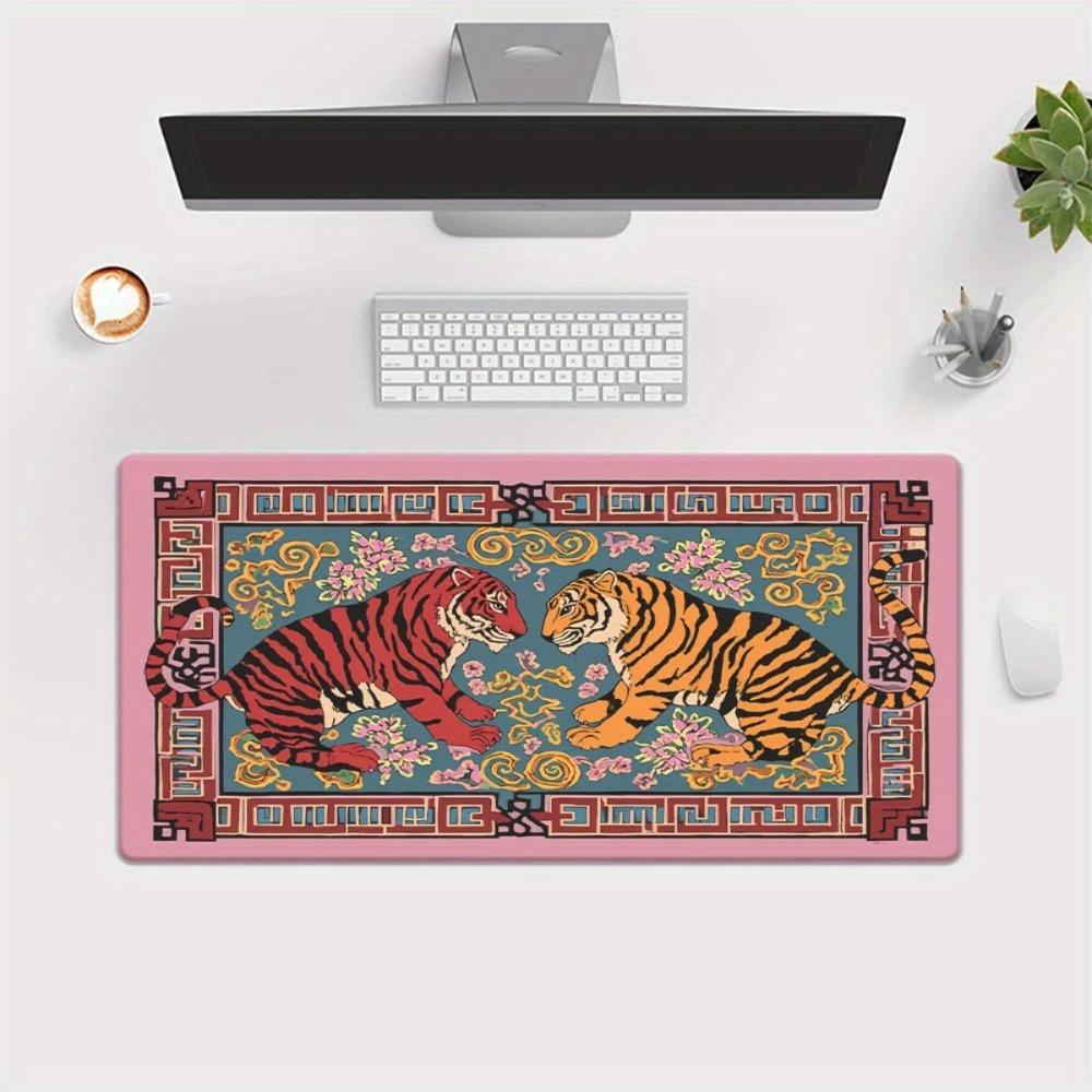 Vital Tiger Pattern Gaming Mouse Pad And Desk Cover AntiSlip Rubber Base Exquisite Floral Pattern Escritorio Accesorios