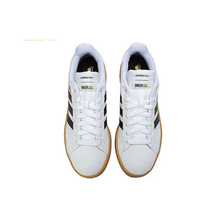 Adidas Smiley X Neo Grand Court Casual Slip Resistant Durable Low Top Skate Shoes Unisex Sneakers White GY4995