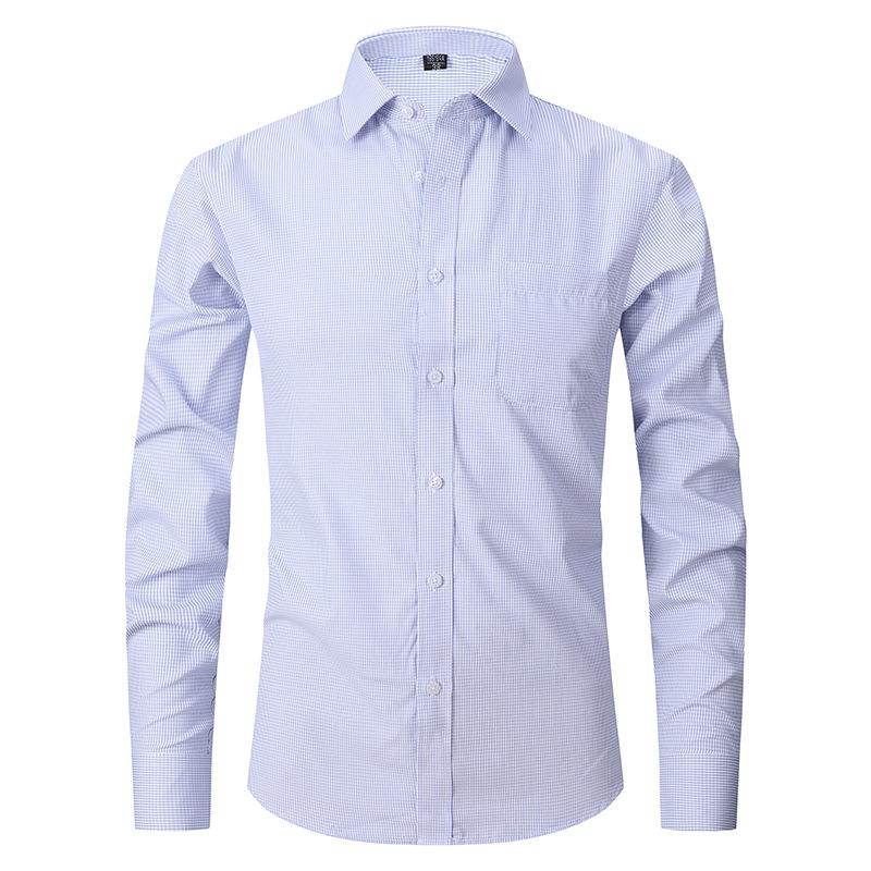 Chemise habillée décontractée à manches longues unie pour homme grande taille