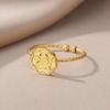 18K Gold Plated Butterfly Spiral Ring - Stainless Steel Cross Design for Women