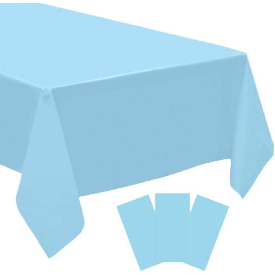 3 Pack Blue Disposable Tablecloth, 54 x 108 Baby Blue Plastic Table Covers, Decorative Rectangle Tablecloth for Parties, Events, Wedding, Inddors & светло-синий