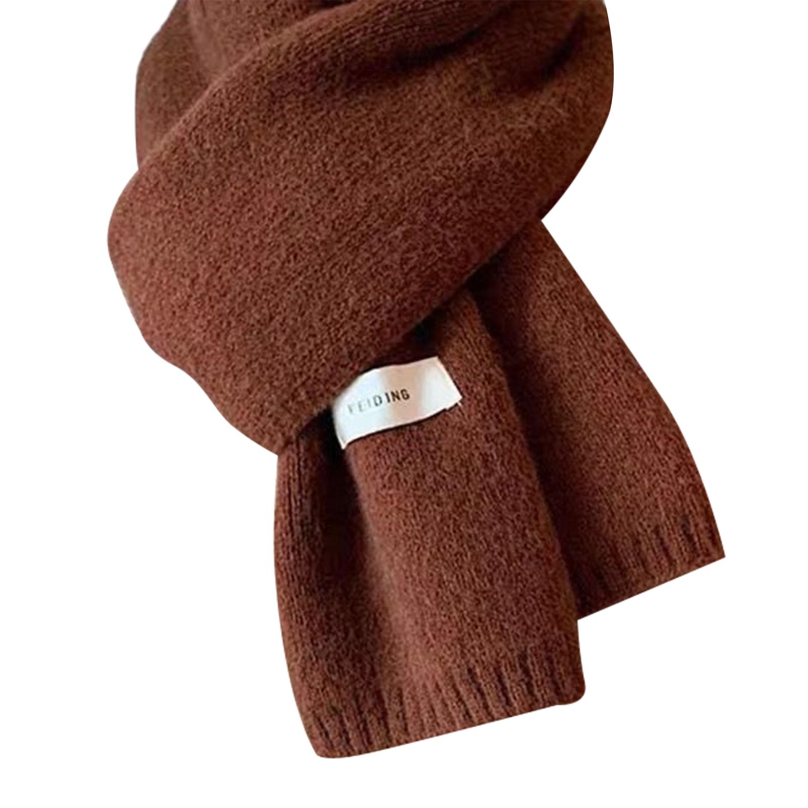 

Fashion Women Solid-Color Scarf High Quality Versatile Soft Warming Knitted Shawl Scarves For Winter Outdoors Walking For Man