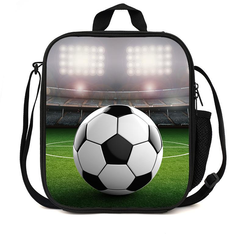 Football Basketball Pattern Children'S Lunch Bag Elementary School Lunch Box Bag Fashion Trend Boys' Lunch Bag