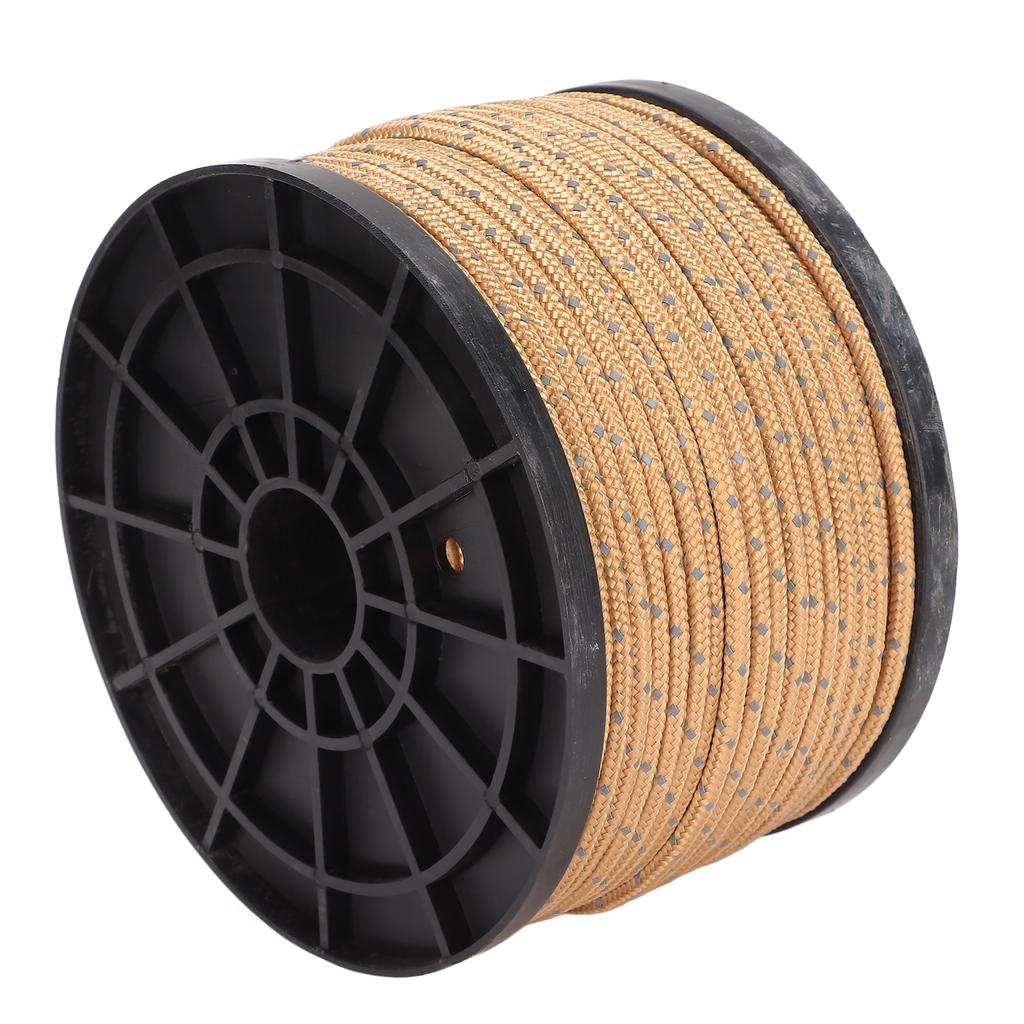 Camping Tent Rope 50 Meters High Density Anti UV Wear Resistant Khaki Reflective Outdoor Camping Rope