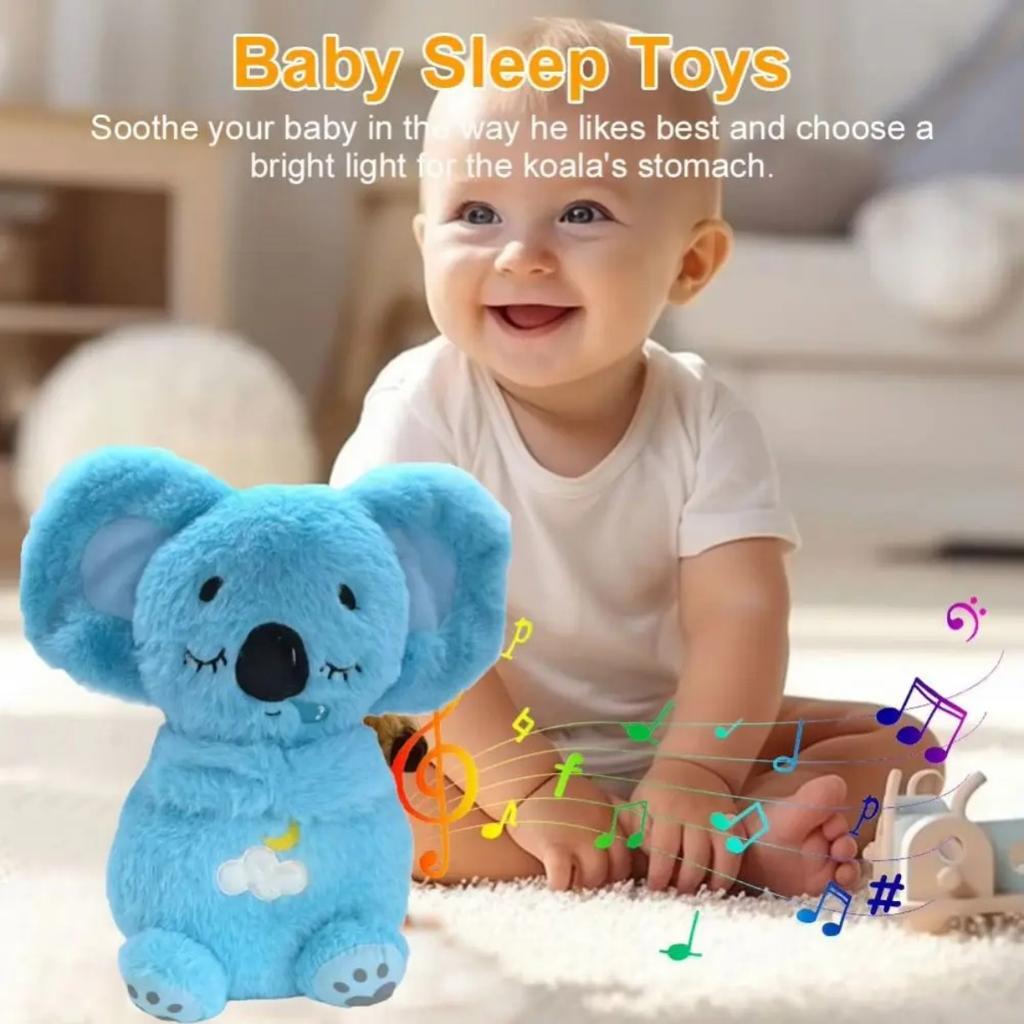 HOMZY Plush Koala Children's Sleep Doll and Music Light 5 Mode Ear-moving Baby Soothing Plush Doll Rhythmic Breathing Sleep Companion