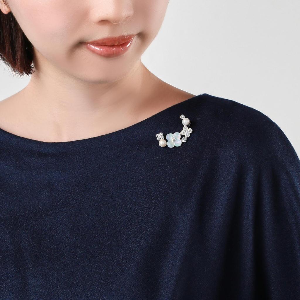 Freshwater Pearl Shell Flower Brooch VBMV2006 MP [Vendome Boutique]