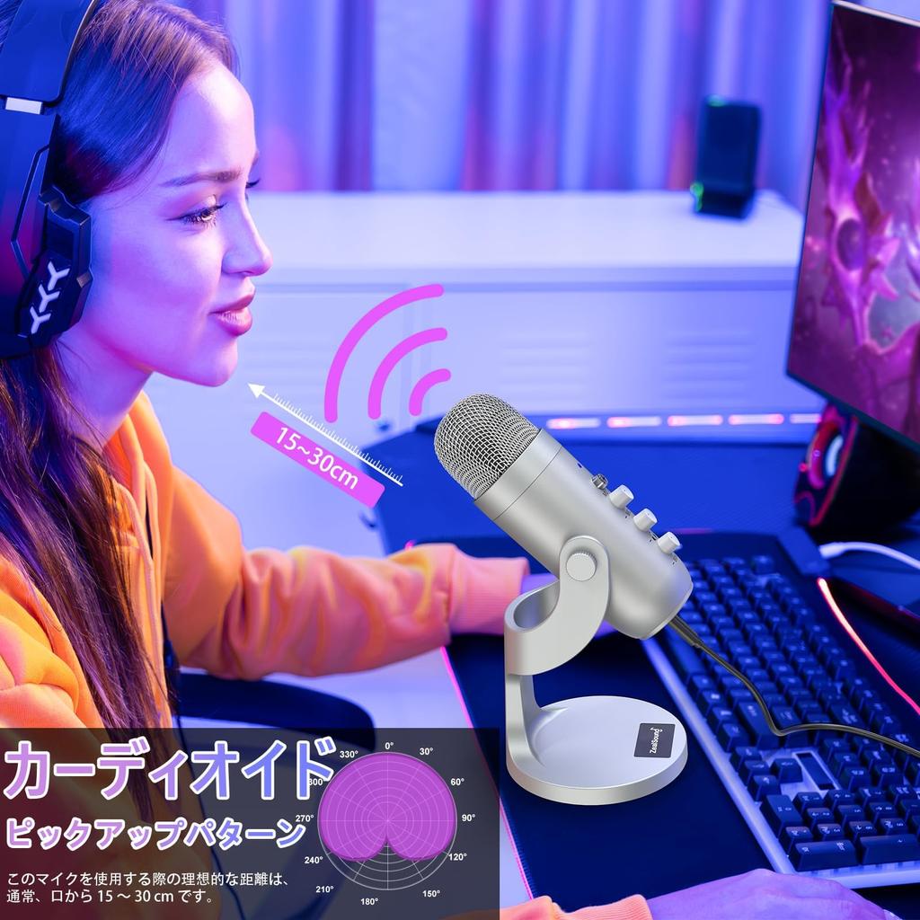 ZealSound ASMR Condenser Microphone for USB Microphone with Echo for Live PS4 and Working from Home Microphone, iPhone, Function, Recording, Gameplay,