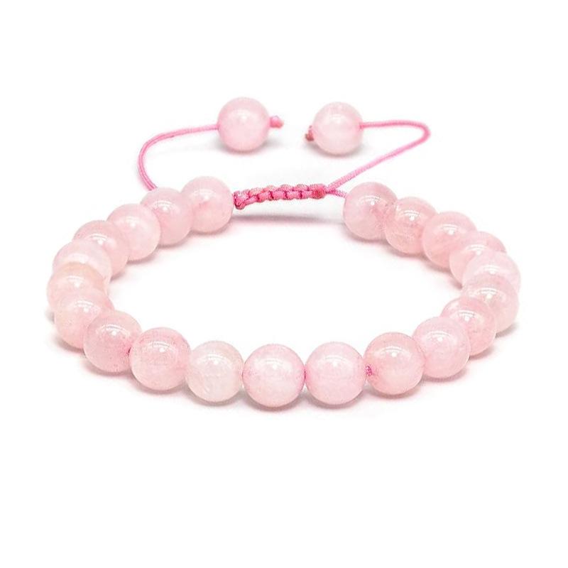 Unisex Verstellbares Armband aus natürlichem Achat & Bergkristall mit 8mm Perlen