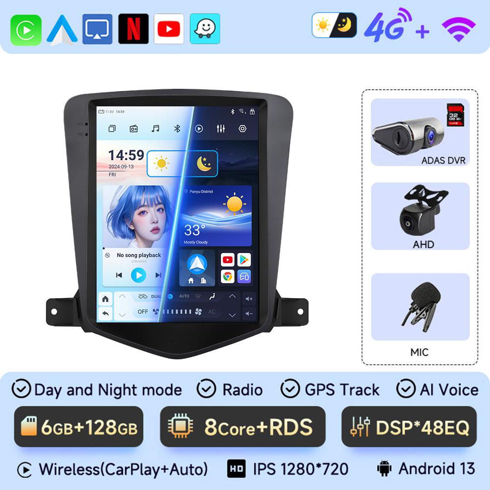 JIUYIN 9.7" Android 13 Car Radio for Chevrolet Cruze J300 2008-2012 Multimedia Player GPS 2din Carplay Auto Stereo DVD Head Unit