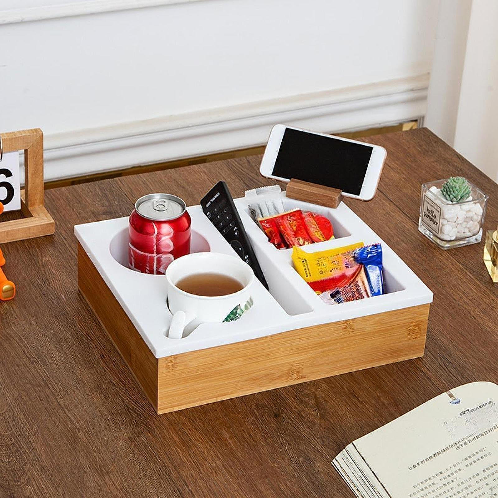 Подставка для чашки на диване подставка для рабочего стола ящик для хранения мелочей с дистанционным управлением для спальни белый 2980₽