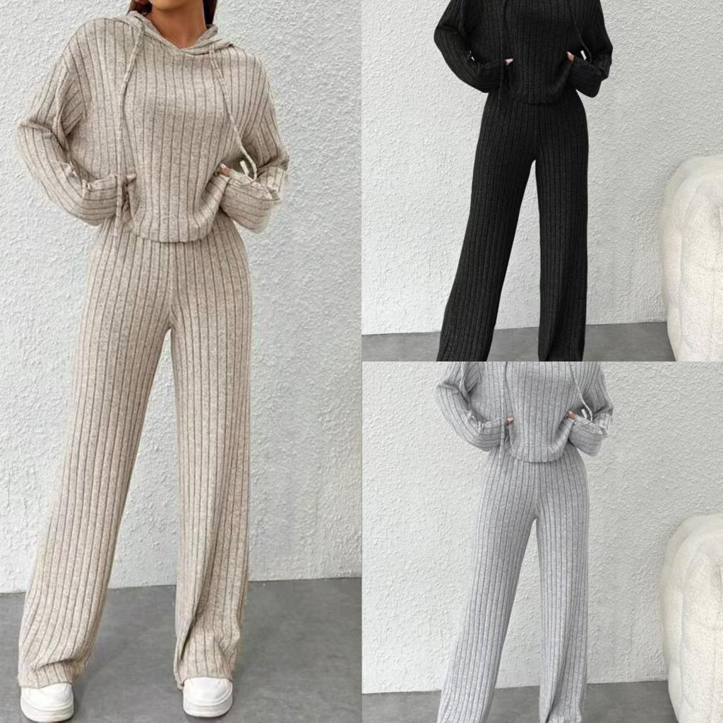 Fashion Casual Hooded Sweatshirt Loose Pants Two-piece Set For Women