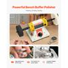 SucceBuy Bench Buffer Polisher 1/2HP 0 to 8000RPM with 4"Cloth Wheel 3"Grinding Wheel 3"Fiber Wheel for Metal Jewelry Plastic