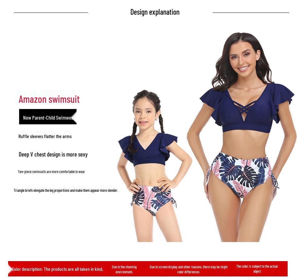 2024 Women's Split Swimsuit with Parent-Child Design - European and American Style Bikini