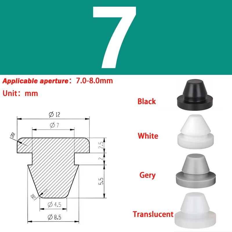 Snap-on Silicone Rubber Plug 3/3.5/4/4.5/5/6/6.5/7-14mm Soft Seal Hole Plugs Blanking End Cap T Type Hole Plug Cover Four Colors