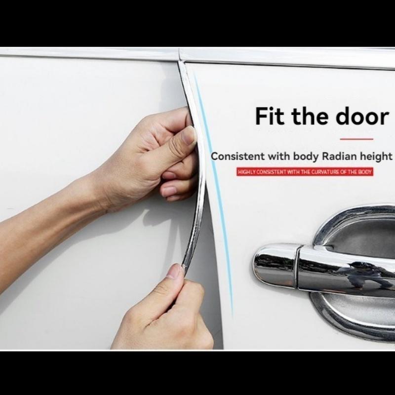 Car Door Edge Guards, 16ft Clear Chrome Universal U Shape Rubber Sealed Door Edge Protection Fit for Most Car