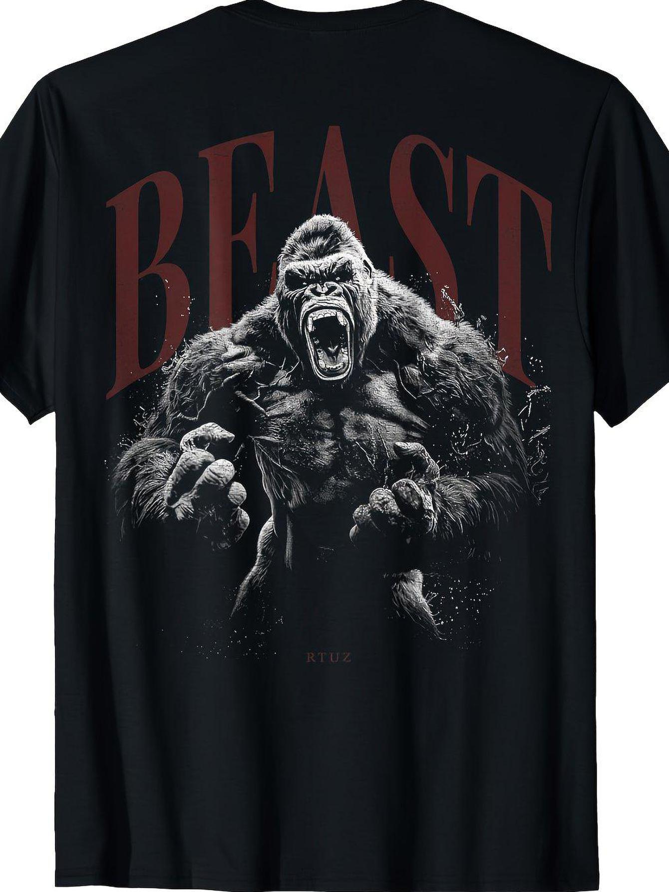 Men s Wild Graffiti Design T-Shirt- Featuring Lettering and a Back Print- Casual Short-sleeved Crew Neck T-shirt XXXXL