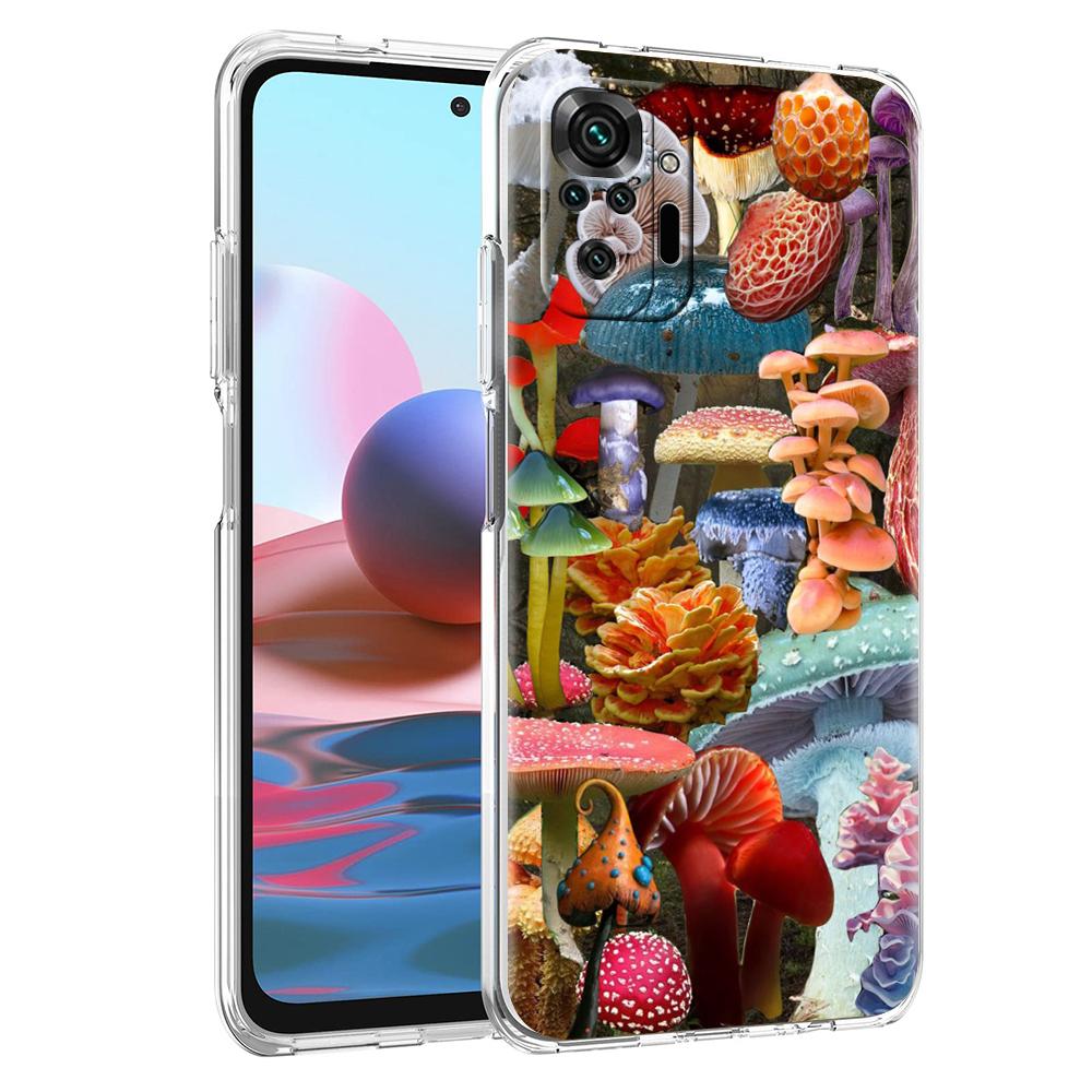 Colorful Mushroom Transparent Phone Case for Redmi 13C 12C 10C Note 13 12 11 11T K40 Gaming Plus Pro 4G 5G Soft TPU Cover Shell