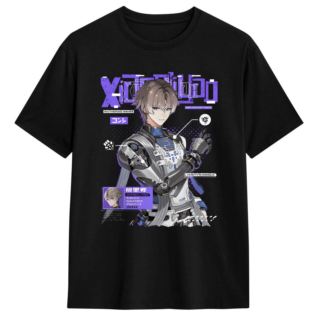 Vintage Wuthering Waves Characters Tshirts For Unisex Round Collar Cotton T Shirt Short Sleeve Tees 6xl Clothing