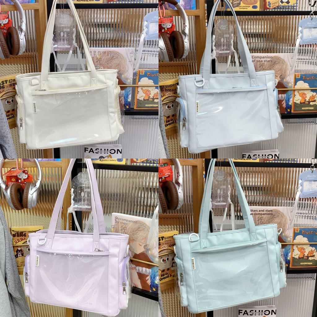 Youth Campus Nylon Crossbody Bag With Transparent Layer For Daily Casual Use