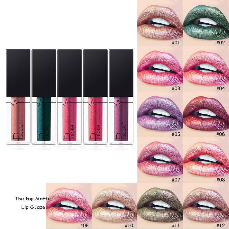Vanntett Diamantskimmer Glitter Lipgloss Matt Flytende Leppestift Skinnende Perle Leppeglasur Langvarig Leppefarge Kvinner Sminke