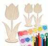 Wooden flower tulip made of plywood 1 PCS Figurine for decorating painting