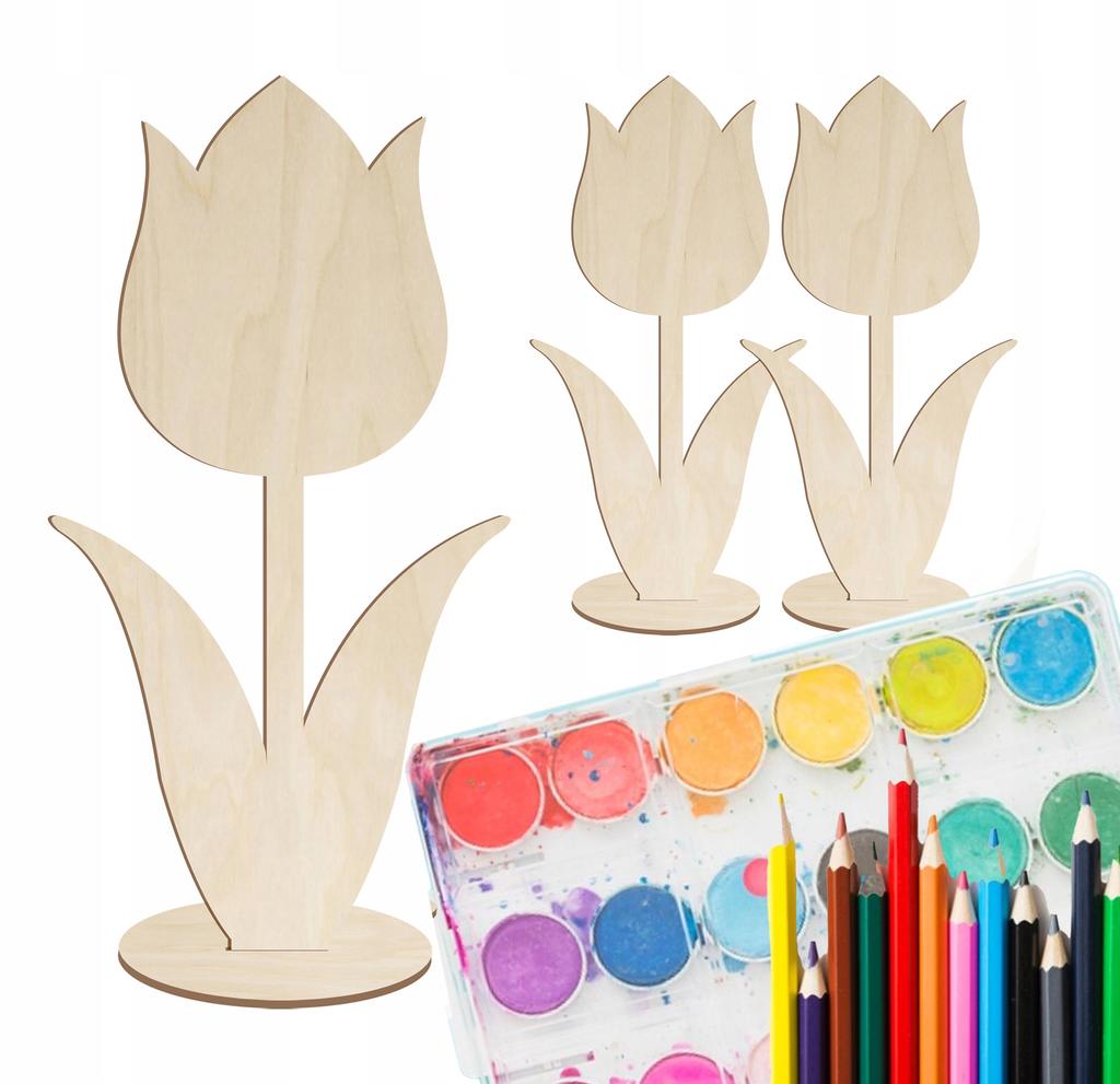 Wooden flower tulip made of plywood 1 PCS Figurine for decorating painting