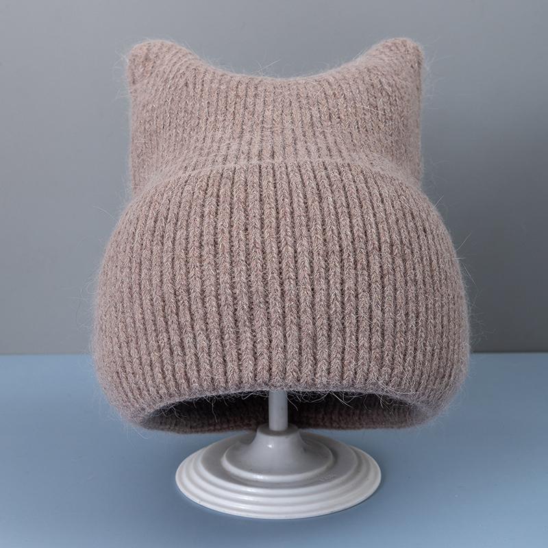 New Style Simple Dandy Winter Hat Rabbit Fur Beanie Elegant Winter Hats For Women Candy Colors Warm Knit Hats