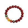 Cinnabar Five Gods of Wealth Bracelet - Luck-Changing Hand String with Purple Gold Sand Beads for Men and Women