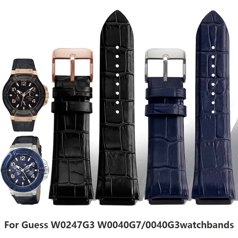 Genuine Cow Leather Strap for Guess W0247G3 W0040G7/0040G3 Watchband Lug End Bracelet 22mm Blue Black Brown Bands