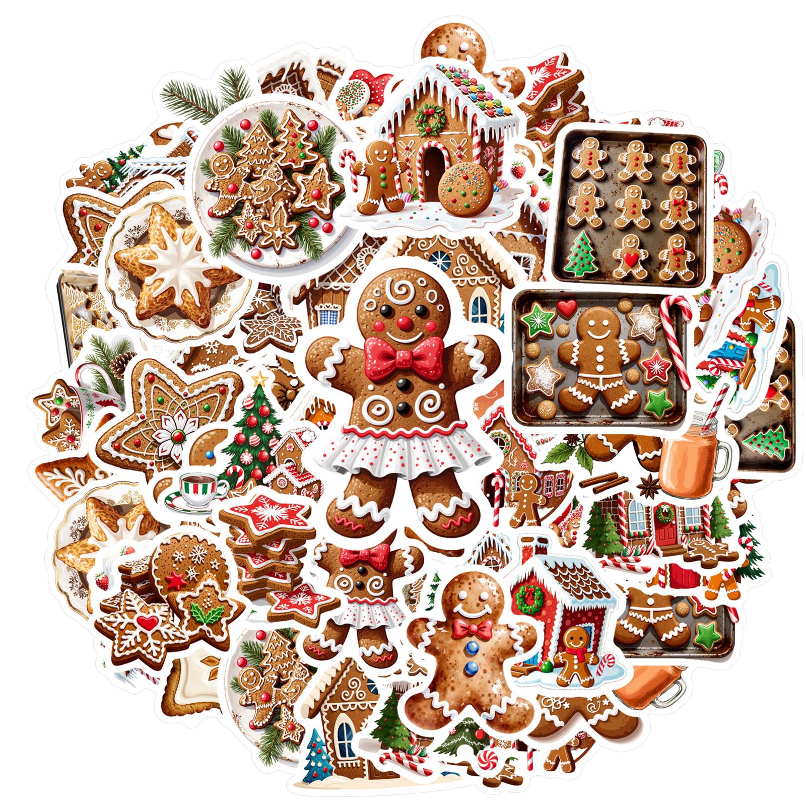 35pcs-50pcs Cartoon Holiday Stickers Cute Gingerbread Animal Stickers Stationery Stickers For DIY Phone Laptop Scrapbook Bike