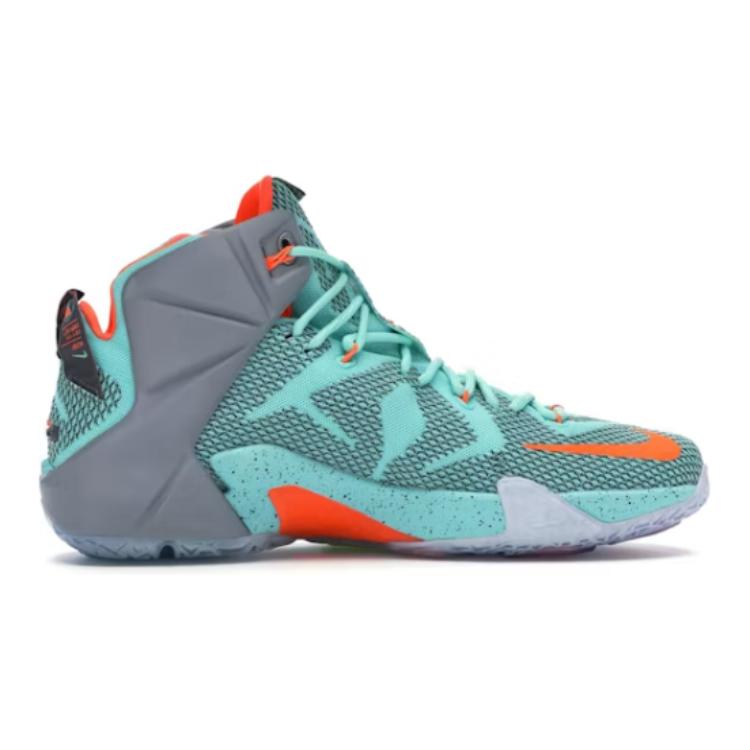 Nike Lebron 12 'NSRL' Cushioning High top Children's Basketball Shoes Light Blue Gray Multicolor Teenagers 685181-302