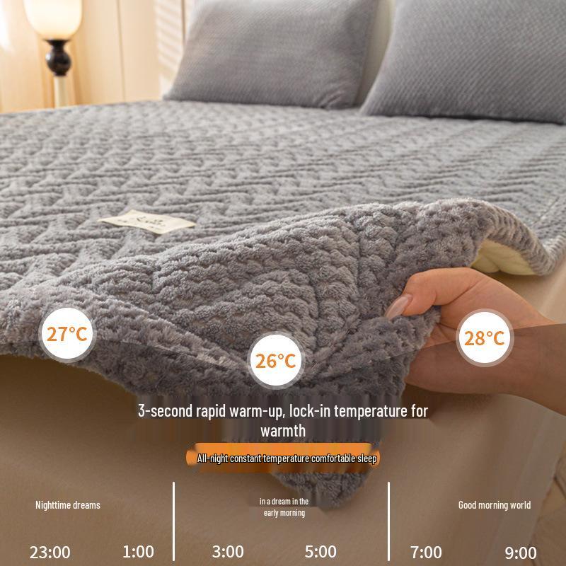 Thick Plush Winter Bed Pad - Solid Color, Warm Milk Velvet Mattress for Dormitory or Bedroom