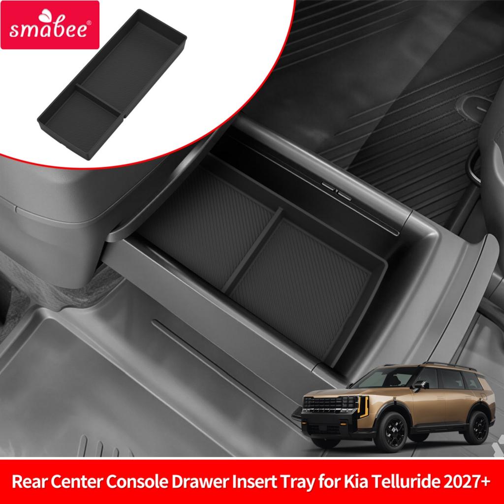 Smabee for Kia Telluride 2027‑2029 (SX / SX‑Prestige Trim With Factory Rear Pull‑out Table) TPE Rear Console Storage Drawer Box