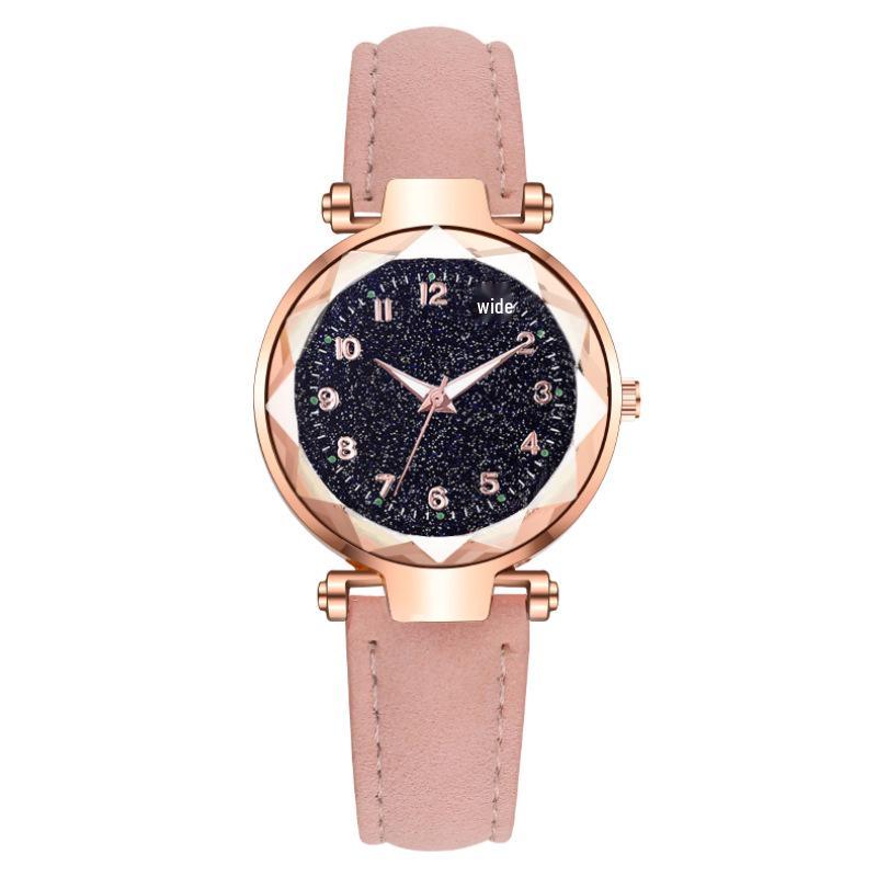 Starry Sky Women's Digital Leather Strap Fashion Watch
