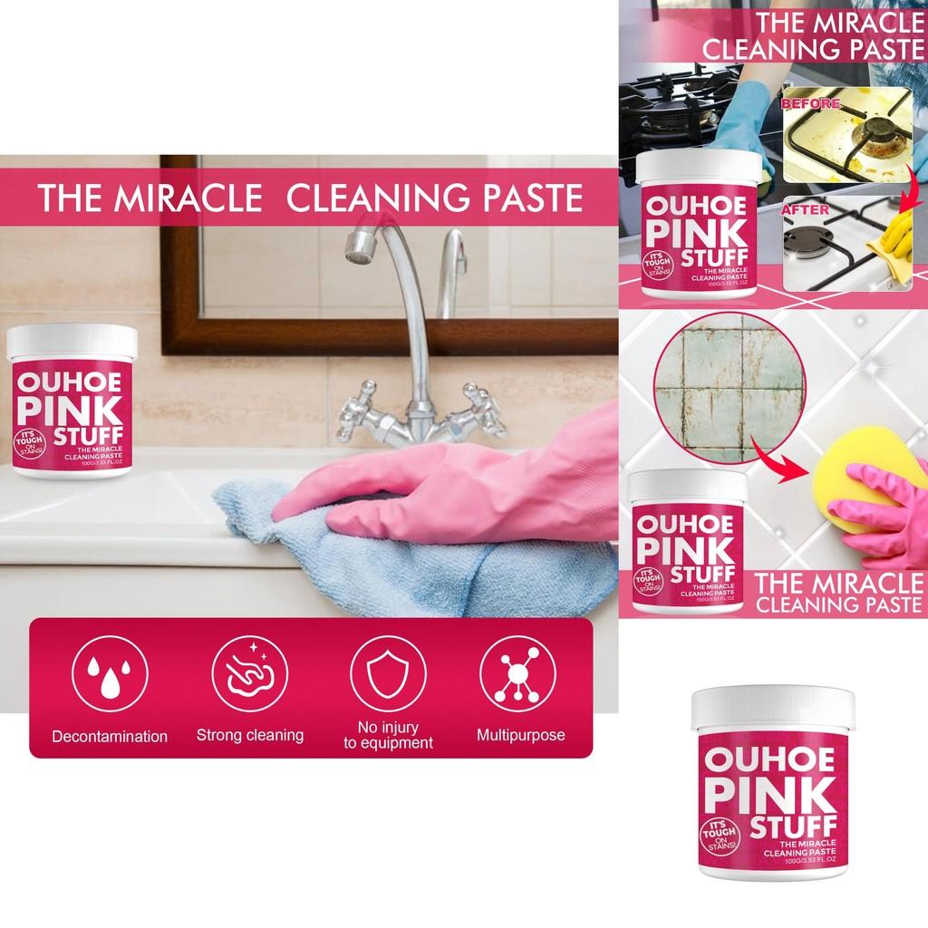 Ouhoe Všestranná víceúčelová čisticí pasta s jemným složením pro odstranění mastnoty v kuchyni v 100g růžovém kyblíku