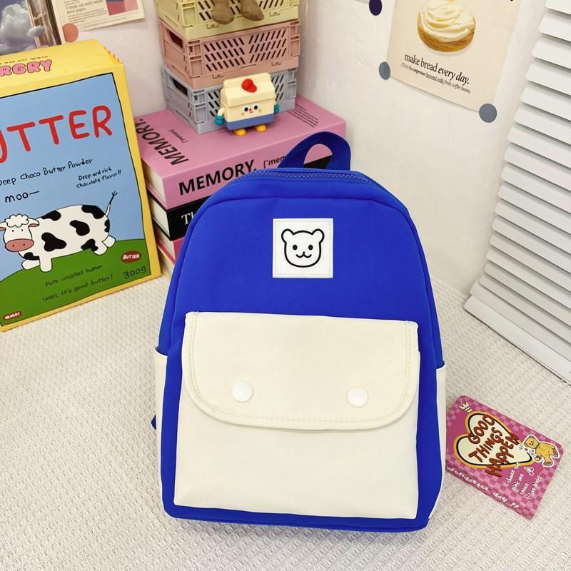 Contrasting Childrens Casual Color Backpack With Bear Print Design For Daily